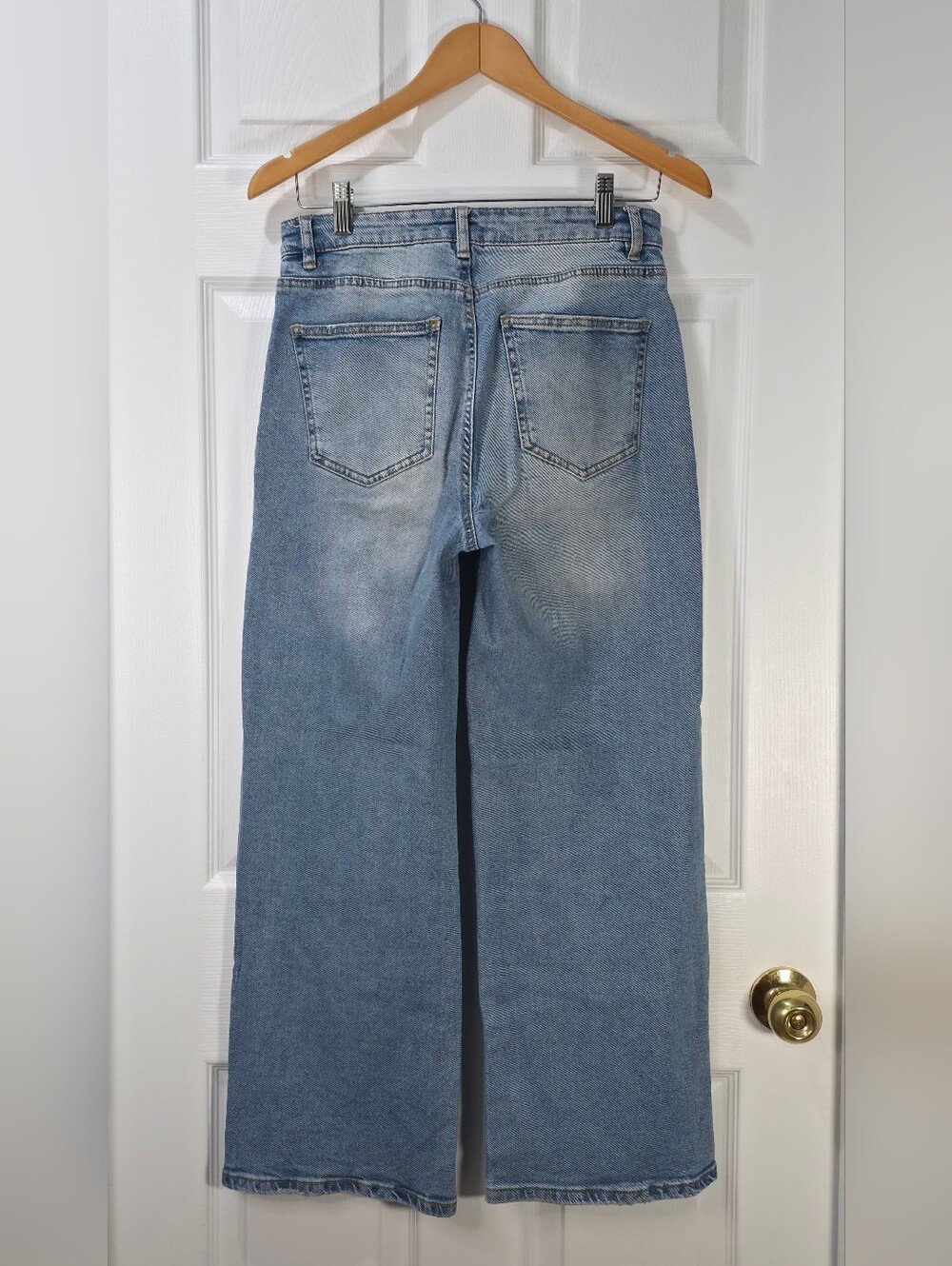 DEX High Rise Wide Leg Patch Pocket Button Fly Crop Jeans Blue Size 27 - Picture 3 of 8